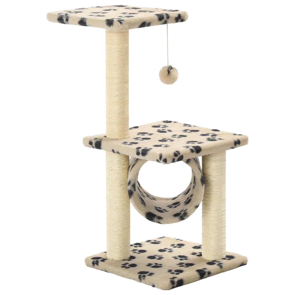 vidaXL Drapak z sizalowymi słupkami, 65 cm, beżowy w kocie łapki
