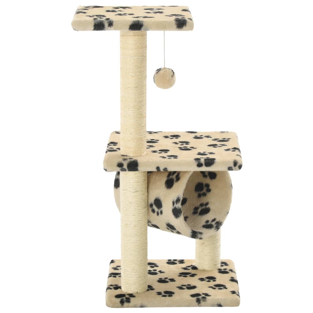 vidaXL Drapak z sizalowymi słupkami, 65 cm, beżowy w kocie łapki