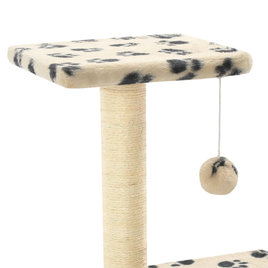 vidaXL Drapak z sizalowymi słupkami, 65 cm, beżowy w kocie łapki