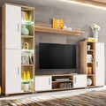 vidaXL Meblościanka pod TV z oświetleniem LED, dąb sonoma i biały