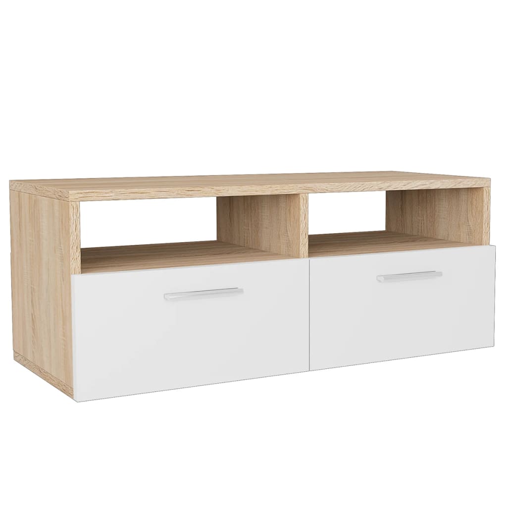 vidaXL Szafki TV, 2 szt., 95x35x36 cm, dębowe i białe