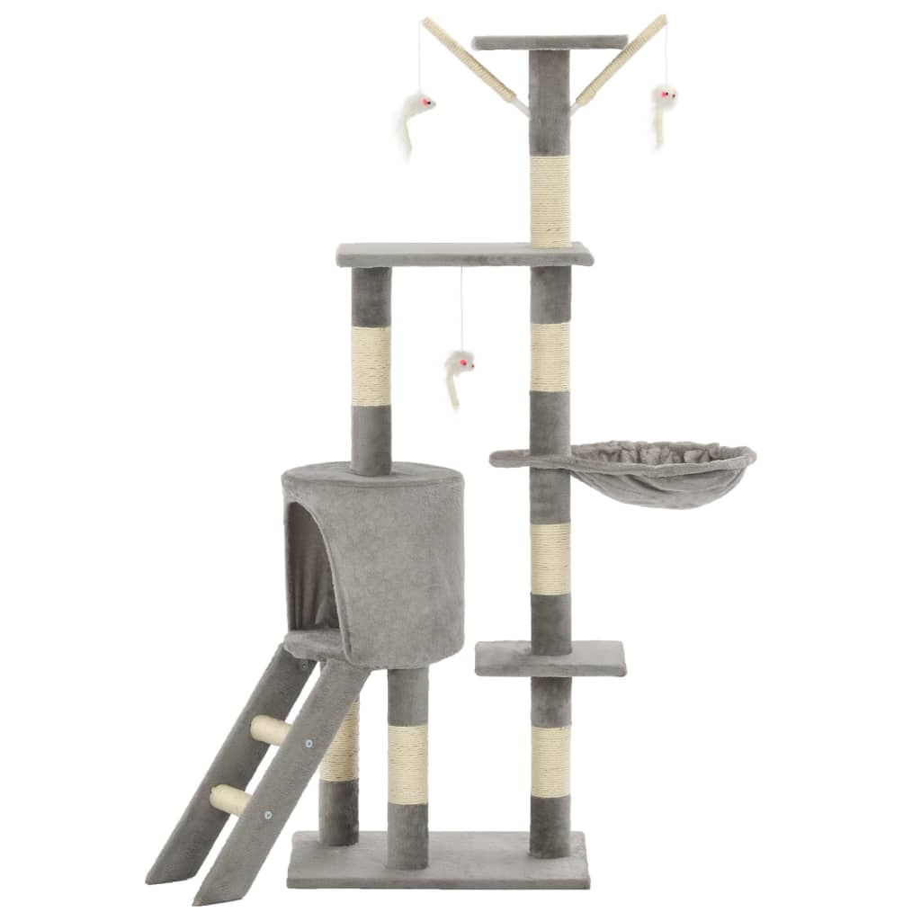vidaXL Drapak dla kota z sizalowymi słupkami, 138 cm, szary