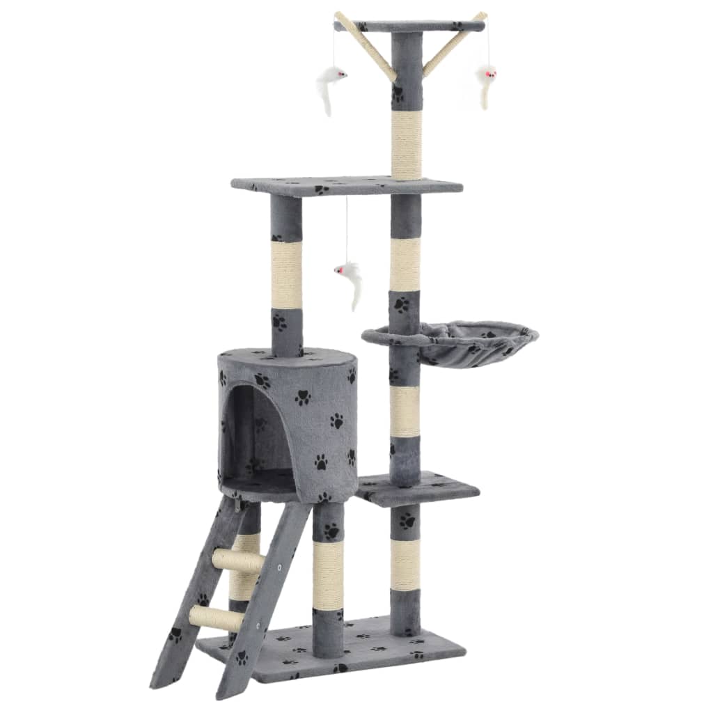 vidaXL Drapak z sizalowymi słupkami, 138 cm, szary w kocie łapki
