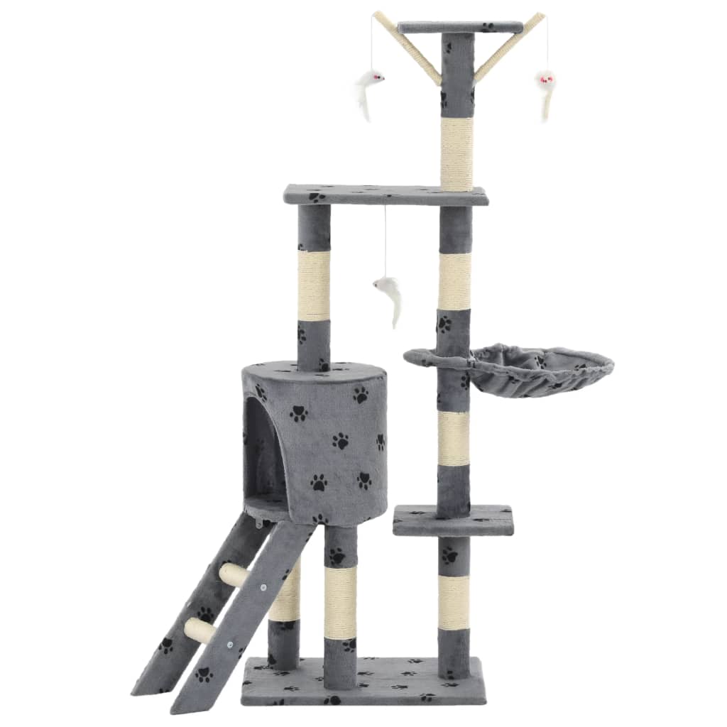 vidaXL Drapak z sizalowymi słupkami, 138 cm, szary w kocie łapki