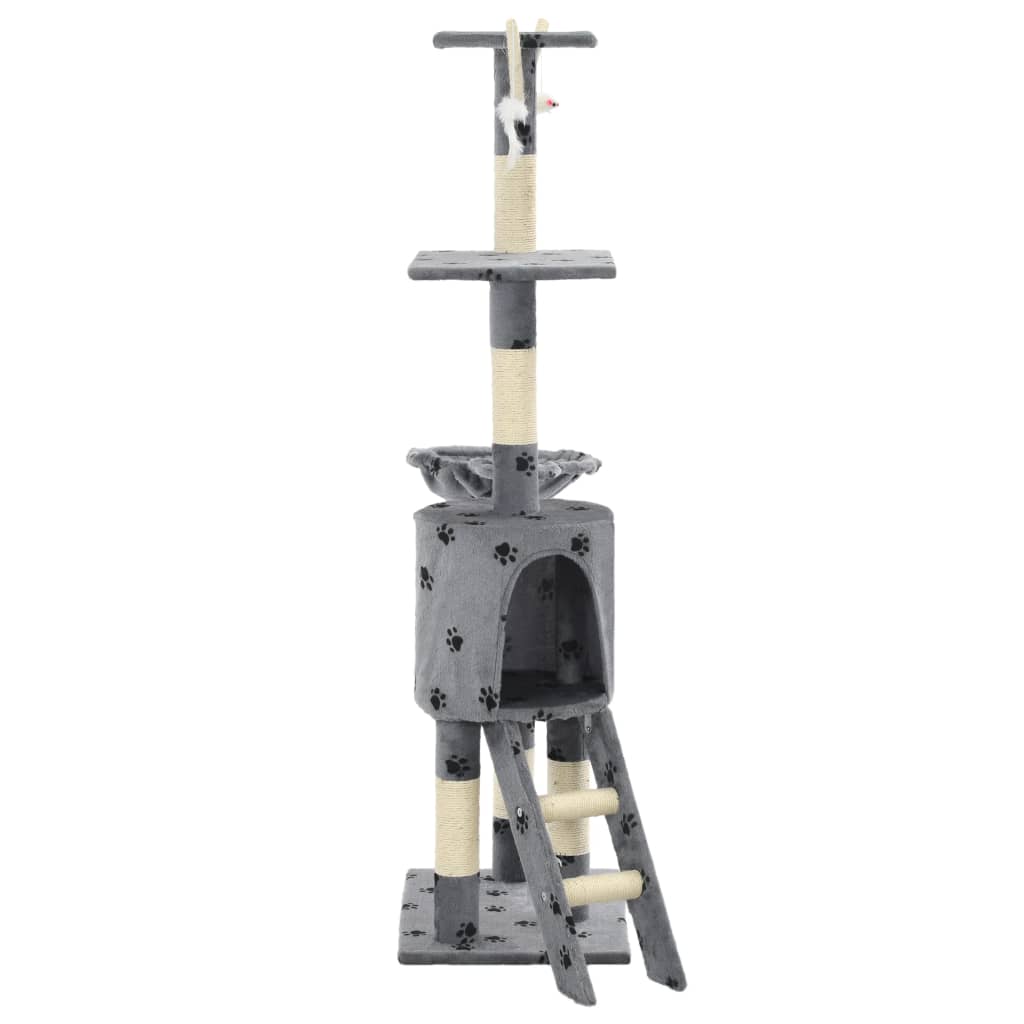 vidaXL Drapak z sizalowymi słupkami, 138 cm, szary w kocie łapki