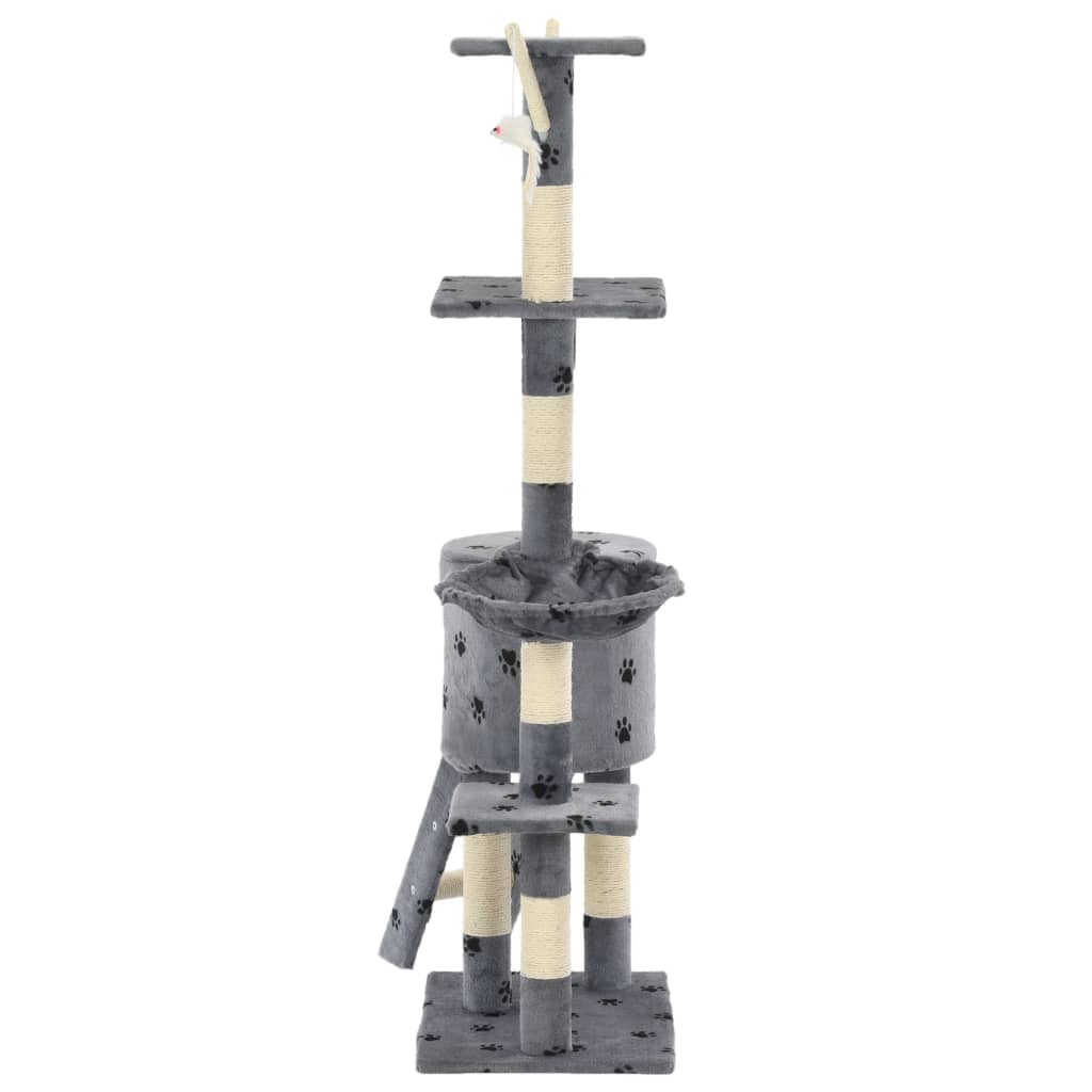 vidaXL Drapak z sizalowymi słupkami, 138 cm, szary w kocie łapki