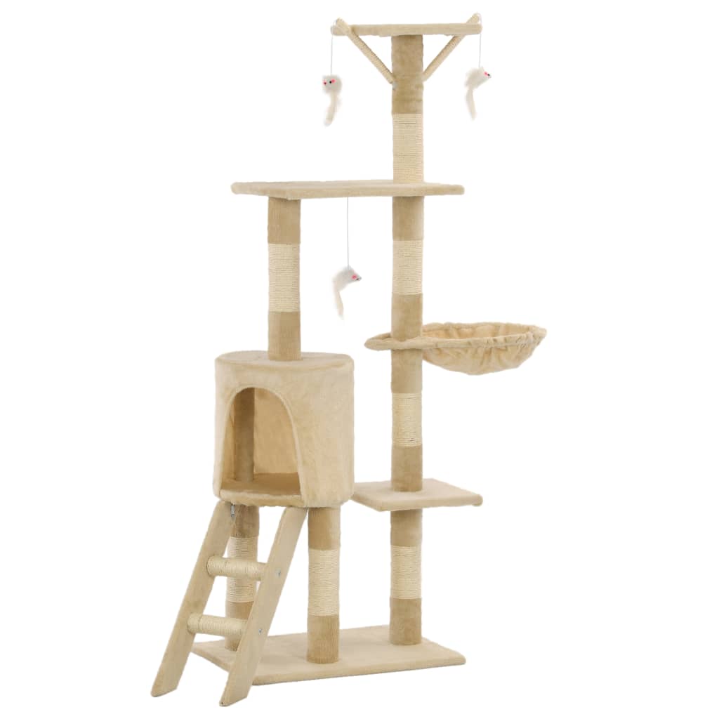 vidaXL Drapak dla kota z sizalowymi słupkami, 138 cm, beżowy