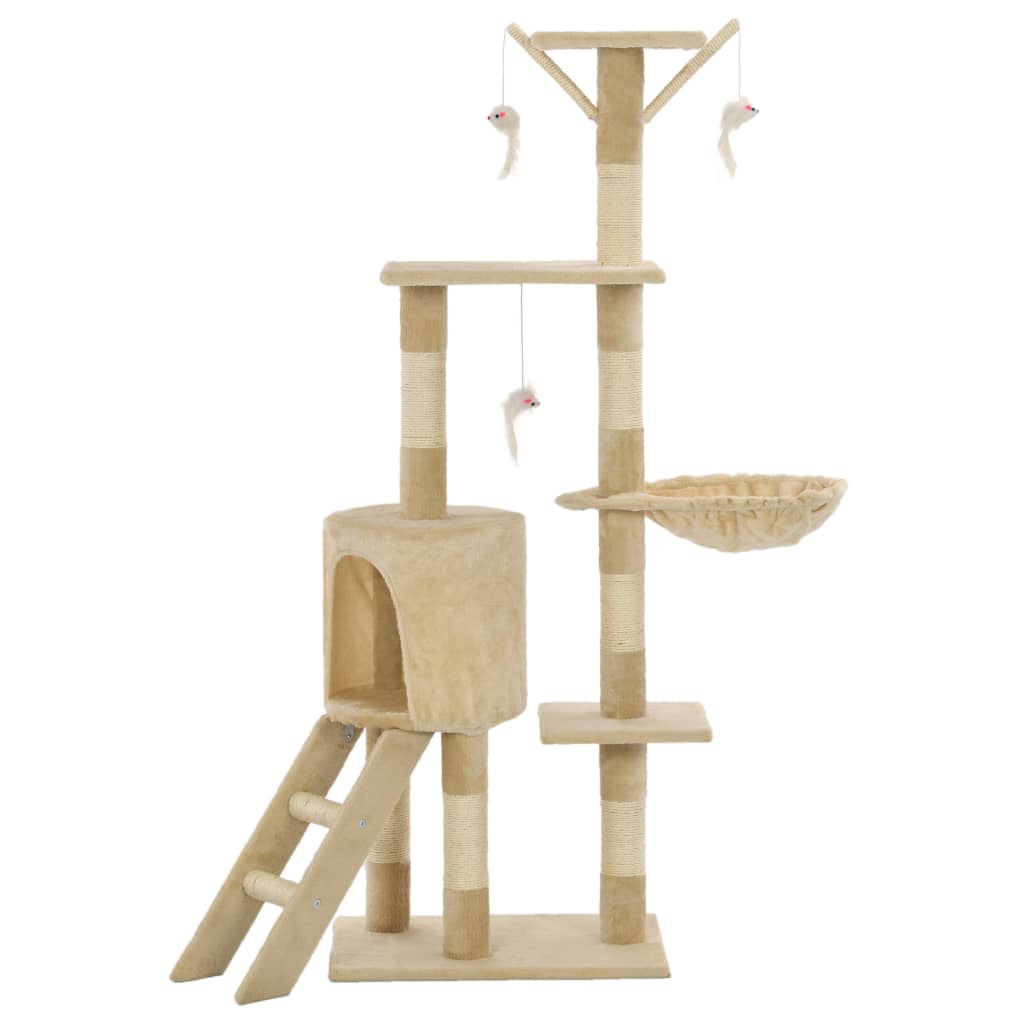 vidaXL Drapak dla kota z sizalowymi słupkami, 138 cm, beżowy