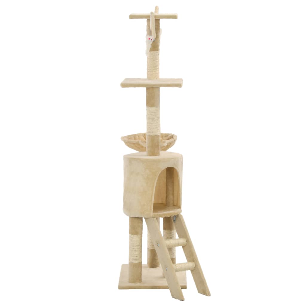vidaXL Drapak dla kota z sizalowymi słupkami, 138 cm, beżowy