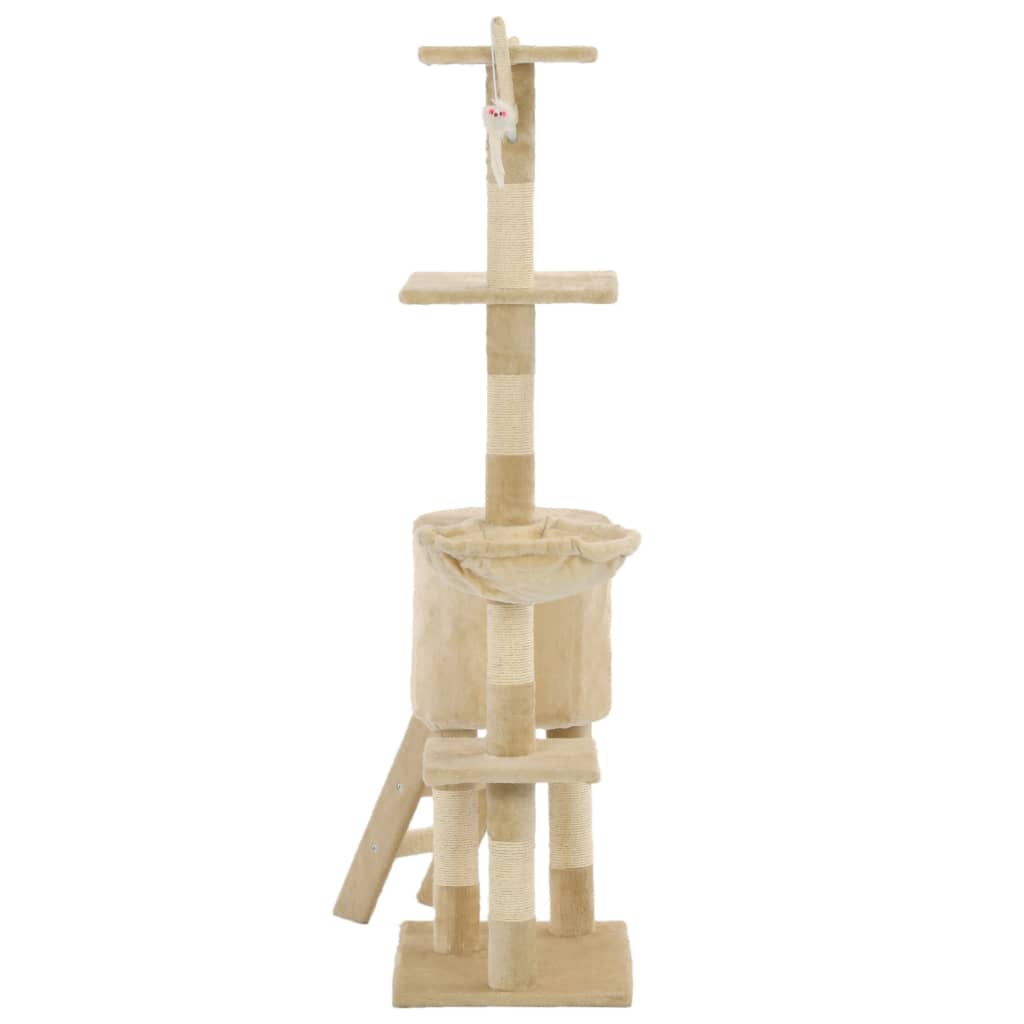vidaXL Drapak dla kota z sizalowymi słupkami, 138 cm, beżowy