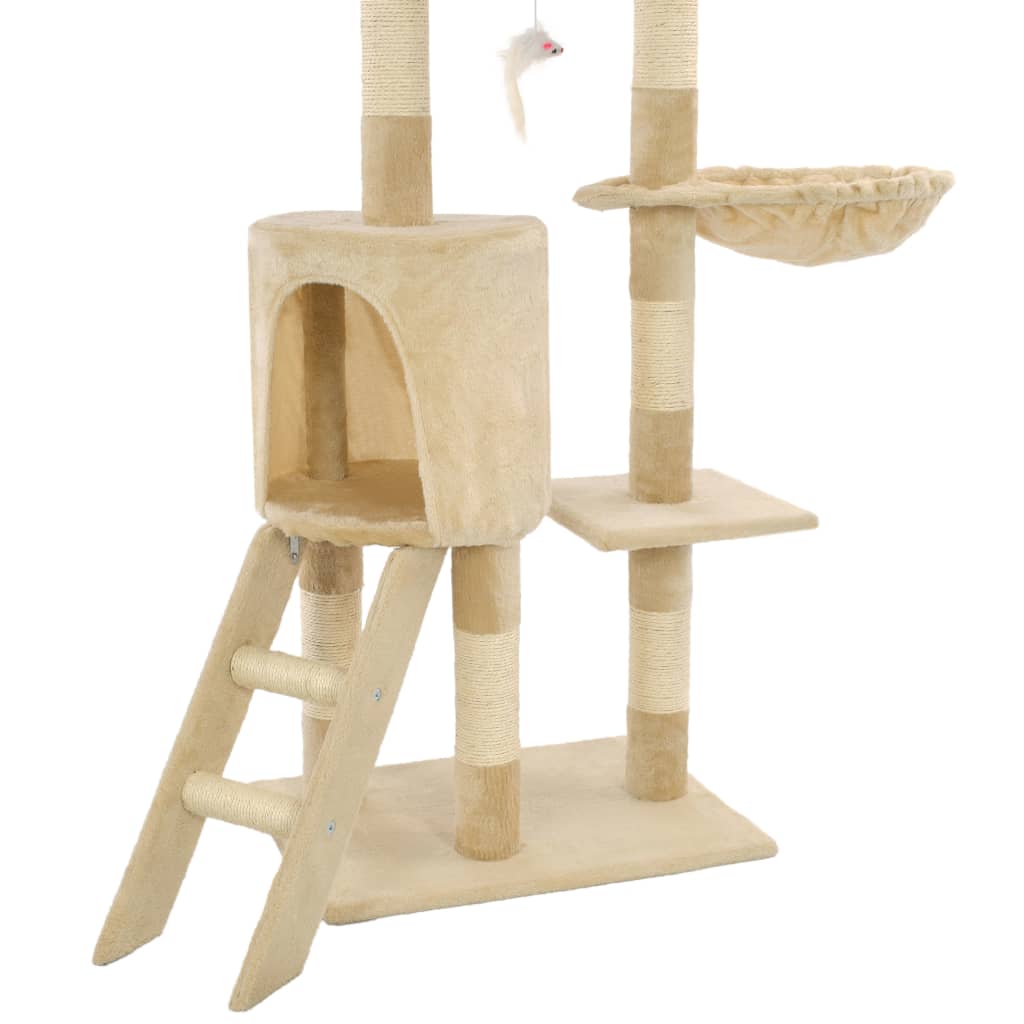 vidaXL Drapak dla kota z sizalowymi słupkami, 138 cm, beżowy