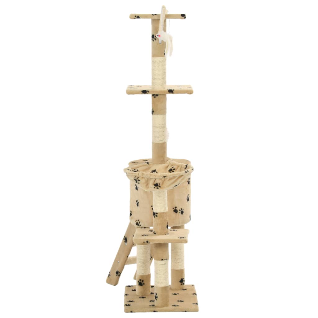 vidaXL Drapak ze słupkami sizalowymi, 138 cm, beżowy w kocie łapki