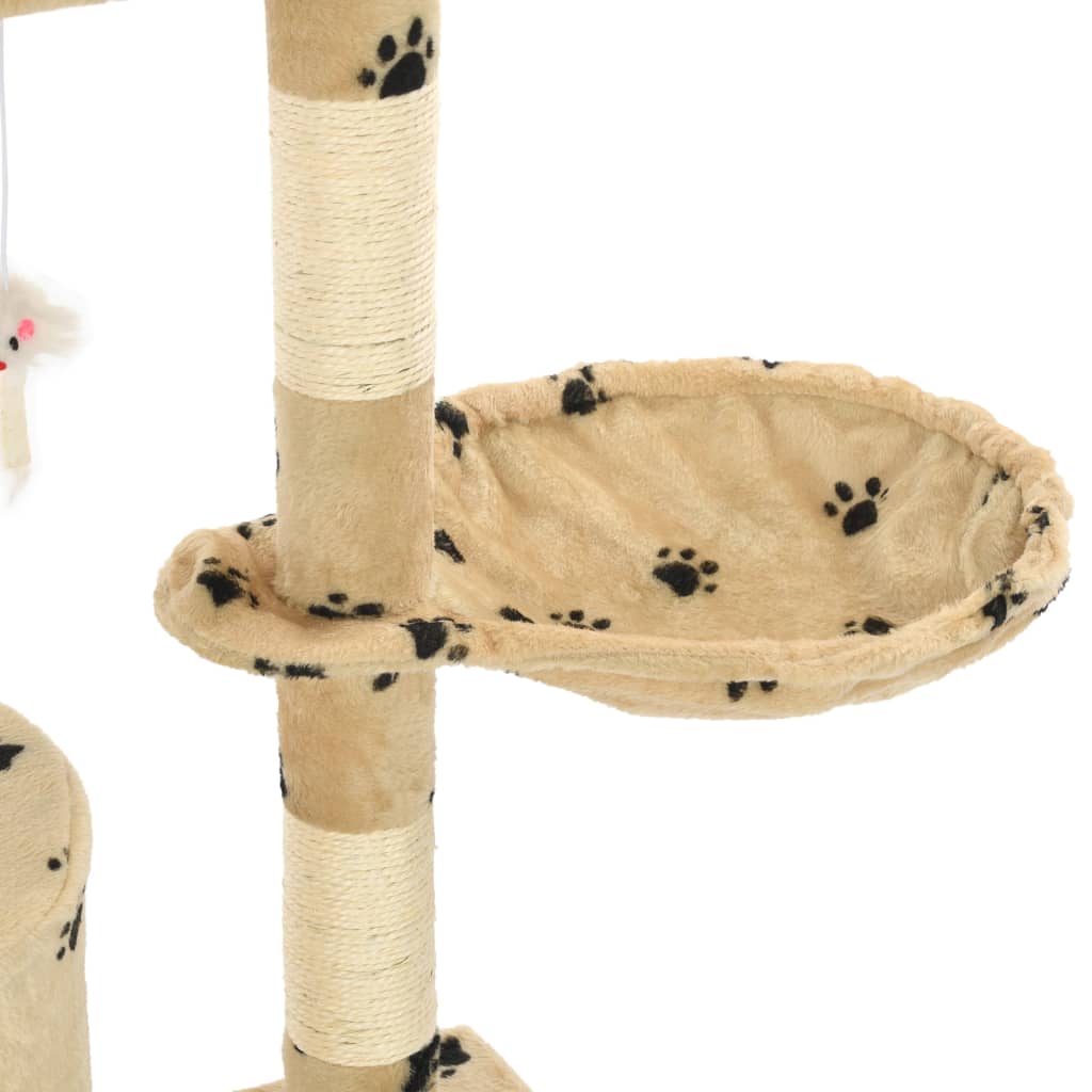 vidaXL Drapak ze słupkami sizalowymi, 138 cm, beżowy w kocie łapki