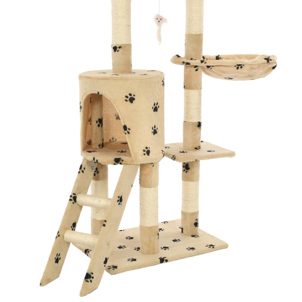 vidaXL Drapak ze słupkami sizalowymi, 138 cm, beżowy w kocie łapki