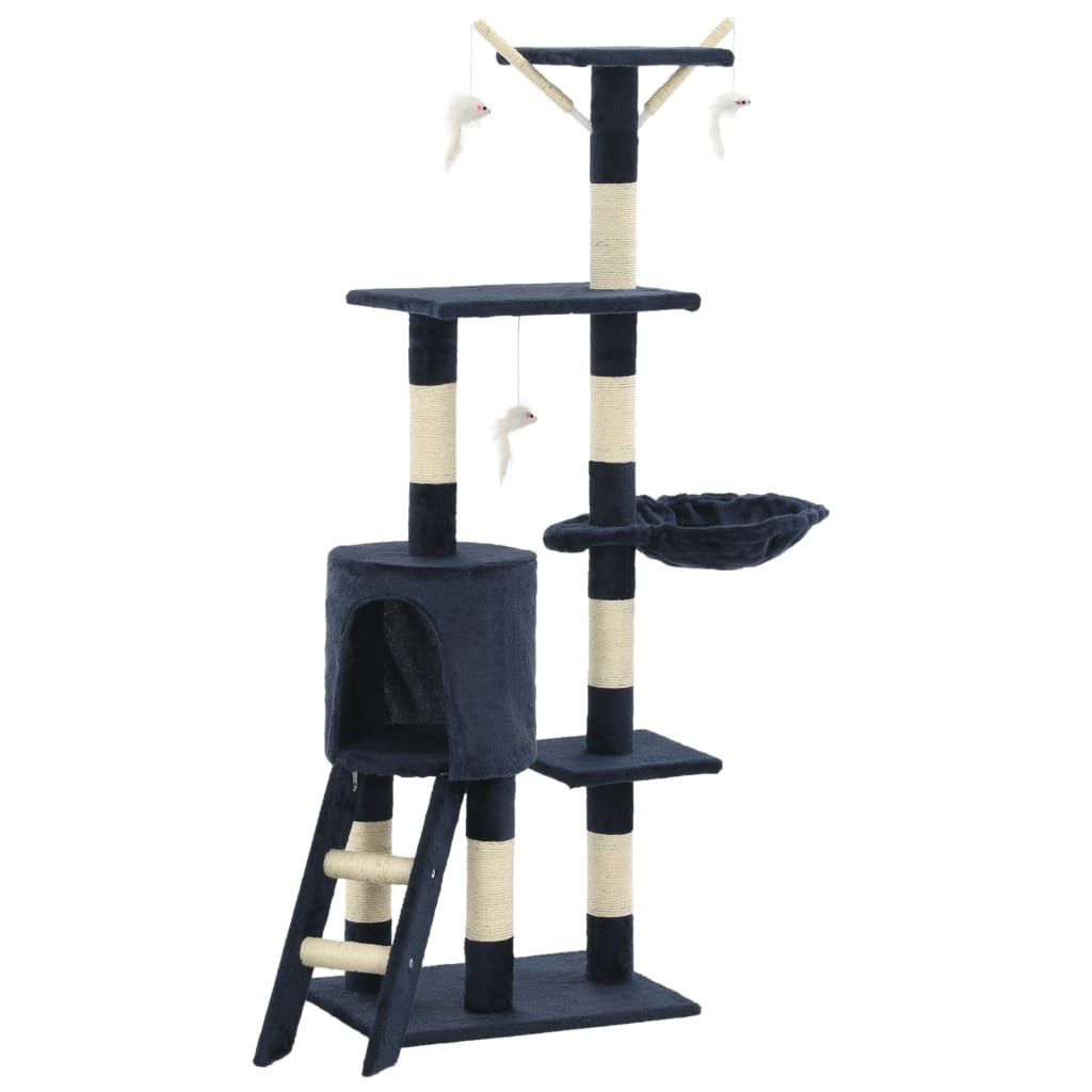 vidaXL Drapak dla kota ze słupkami sizalowymi, 138 cm, granatowy