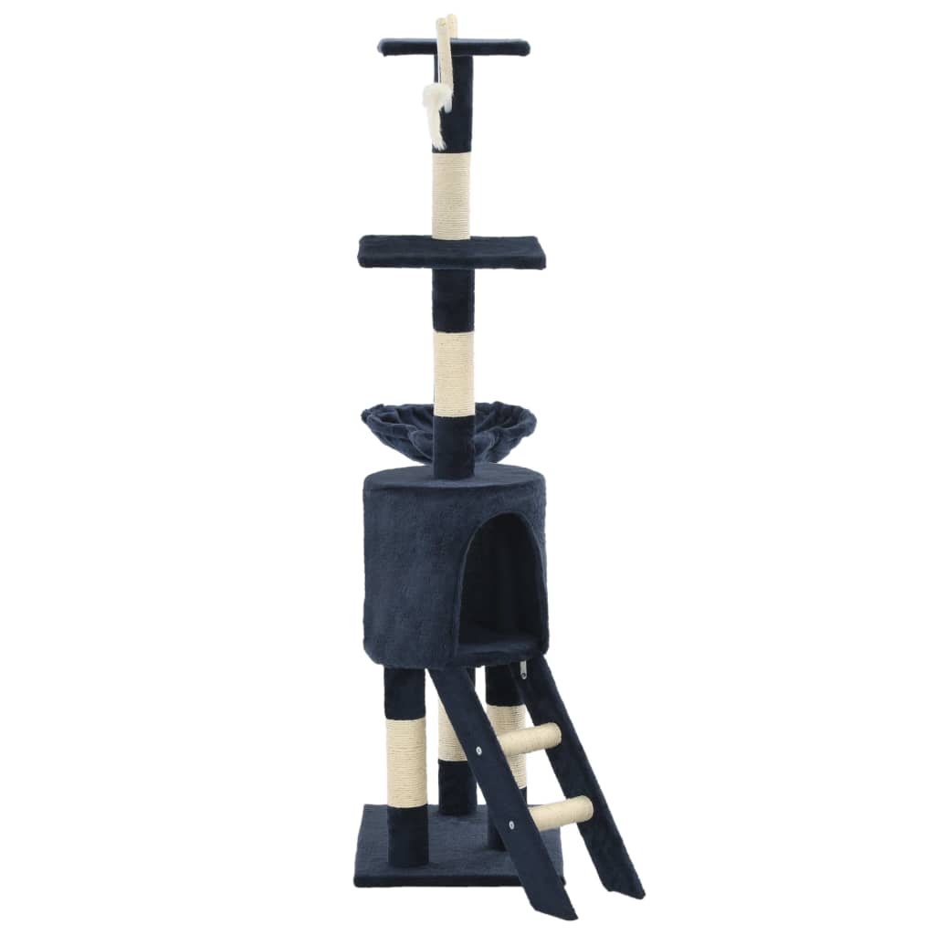 vidaXL Drapak dla kota ze słupkami sizalowymi, 138 cm, granatowy