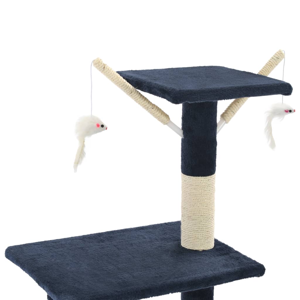 vidaXL Drapak dla kota ze słupkami sizalowymi, 138 cm, granatowy
