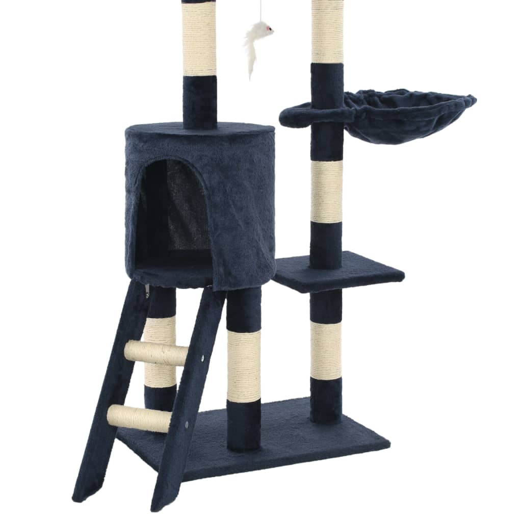 vidaXL Drapak dla kota ze słupkami sizalowymi, 138 cm, granatowy