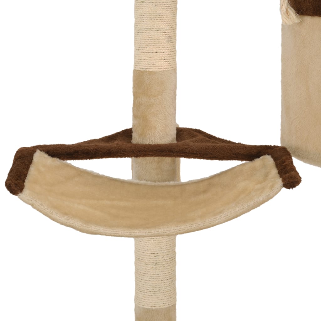 vidaXL Naścienny drapak dla kota ze słupkami, 194 cm, beżowo-brązowy