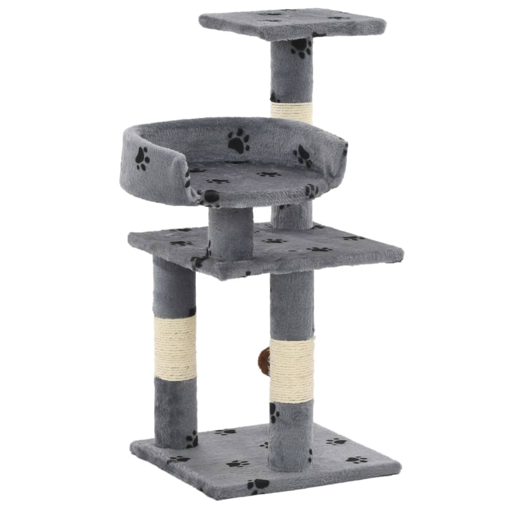 vidaXL Drapak dla kota ze słupkami sizalowymi, 65 cm, szary w łapki