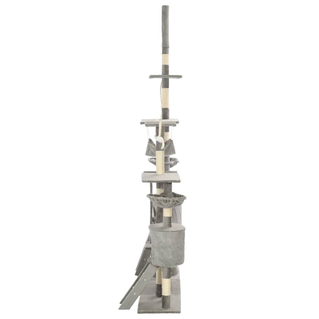 vidaXL Drapak dla kota z sizalowymi słupkami, 230-250 cm, szary