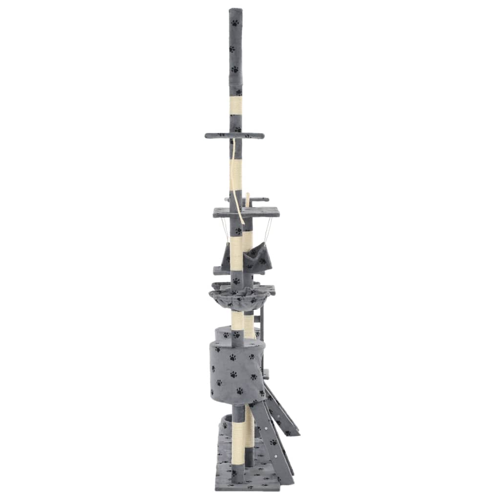 vidaXL Drapak dla kota, sizalowe słupki, 230-250 cm, szary w łapki