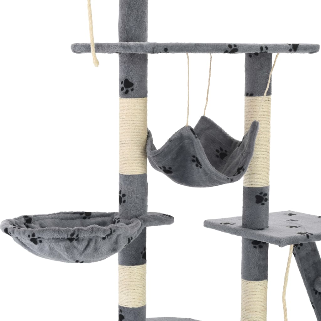 vidaXL Drapak dla kota, sizalowe słupki, 230-250 cm, szary w łapki