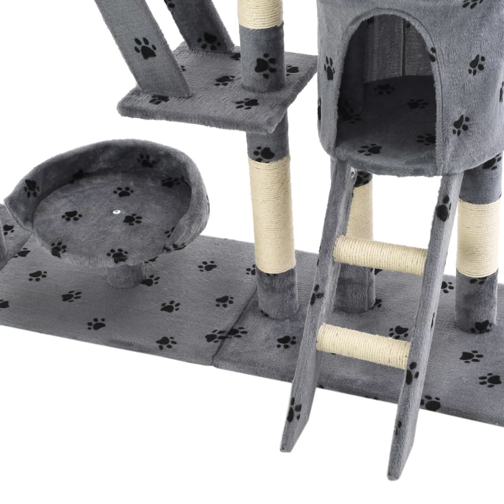 vidaXL Drapak dla kota, sizalowe słupki, 230-250 cm, szary w łapki