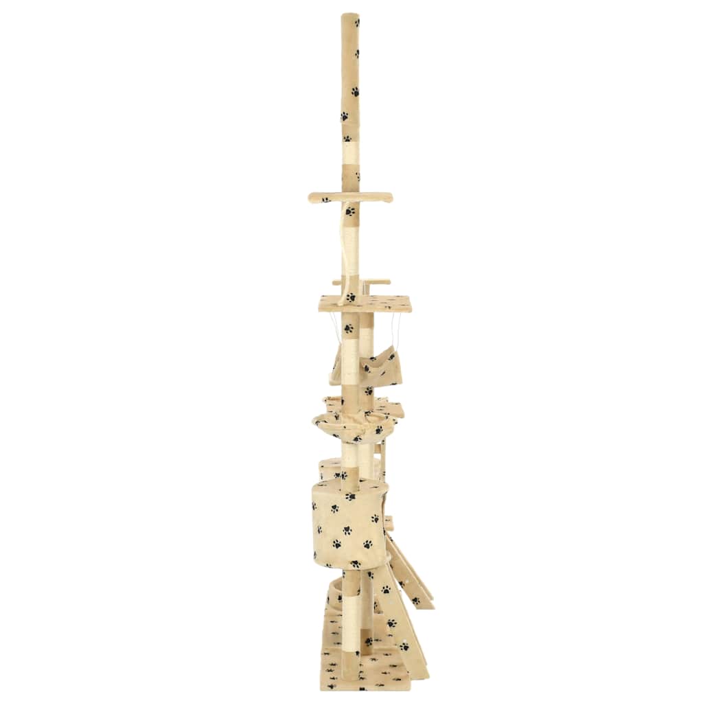 vidaXL Drapak dla kota, sizalowe słupki, 230-250 cm, beżowy w łapki
