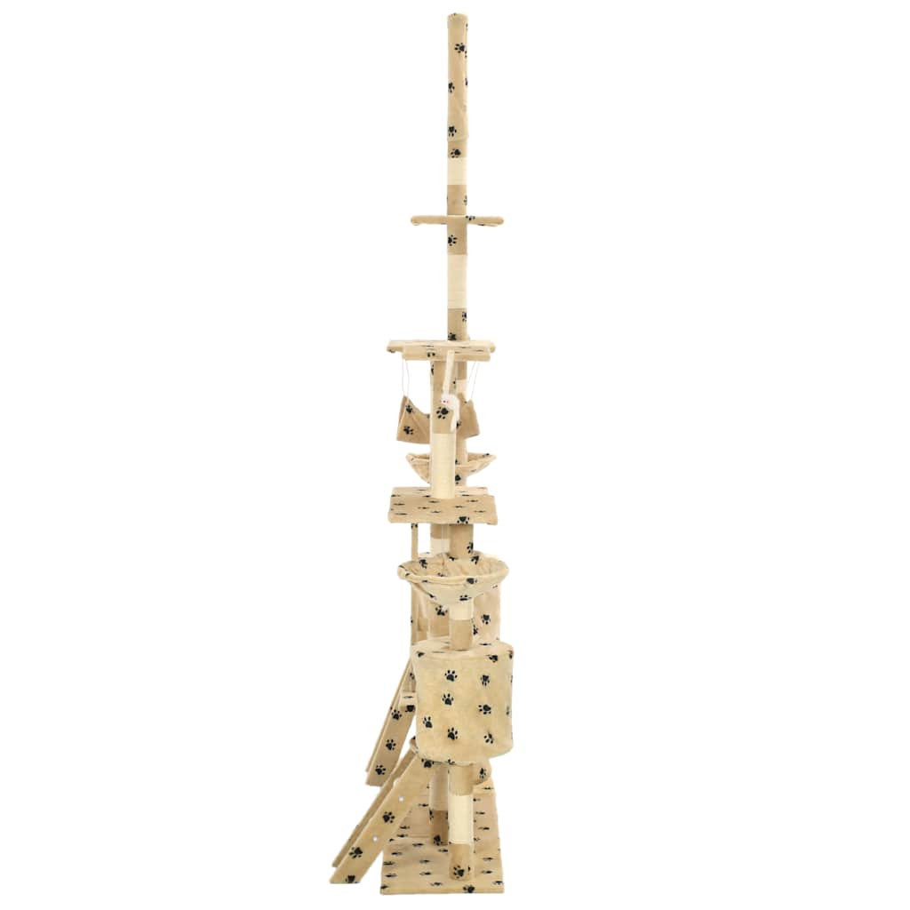 vidaXL Drapak dla kota, sizalowe słupki, 230-250 cm, beżowy w łapki