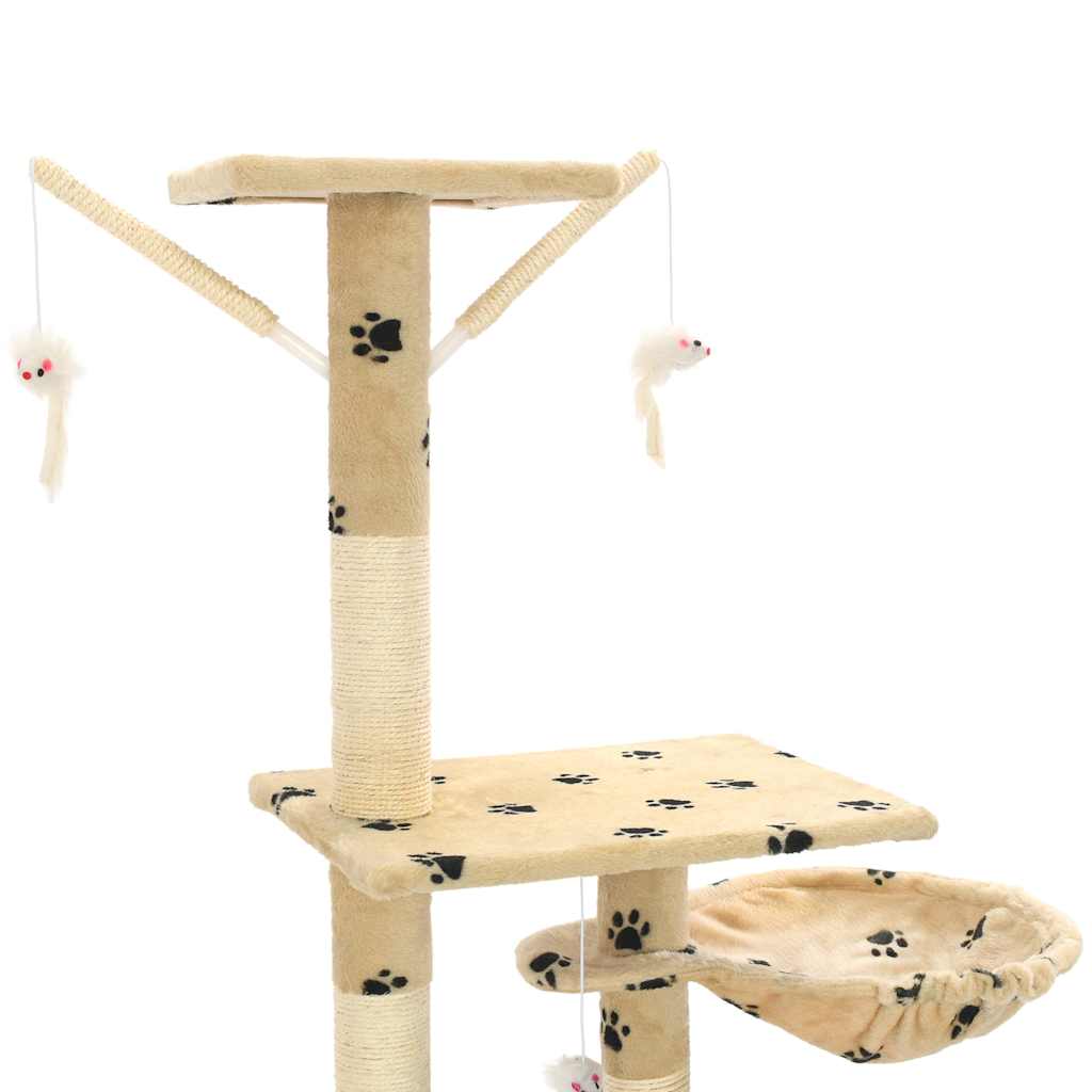 vidaXL Drapak dla kota, sizalowe słupki, 230-250 cm, beżowy w łapki