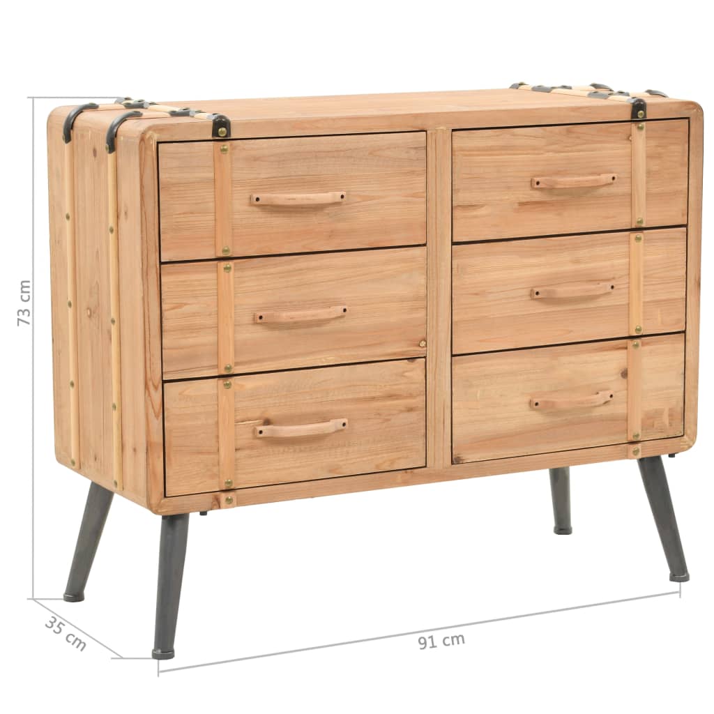 vidaXL Szafka z szufladami, lite drewno jodłowe, 91 x 35 x 73 cm