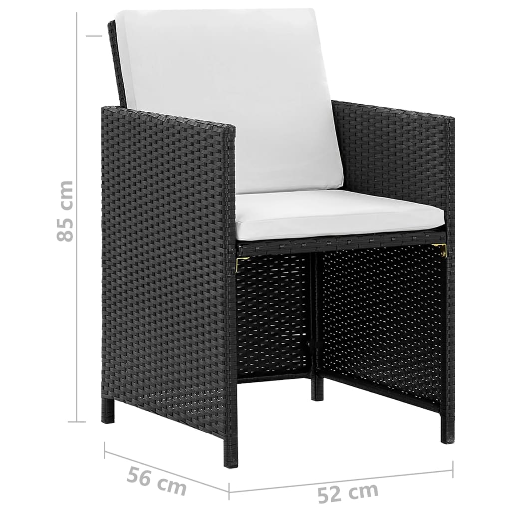 vidaXL 5-cz. zestaw mebli ogrodowych z poduszkami, rattan PE, czarny