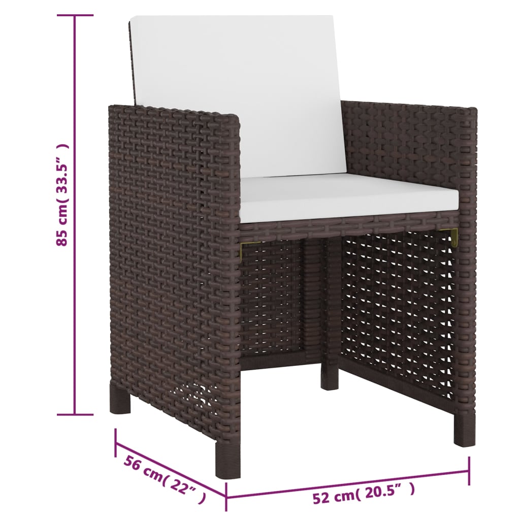 vidaXL 5-cz. zestaw mebli ogrodowych z poduszkami, rattan PE, brązowy