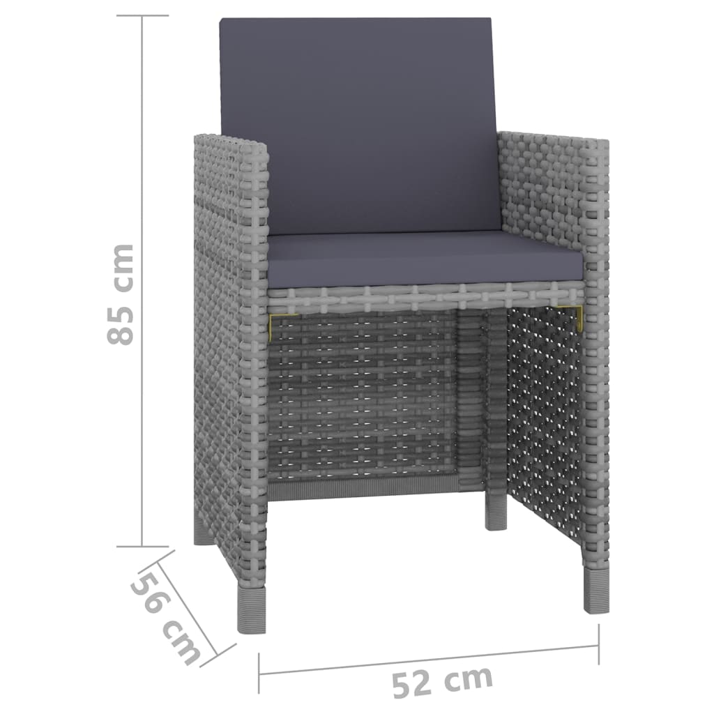 vidaXL 5-cz. zestaw mebli ogrodowych z poduszkami, rattan PE, szary