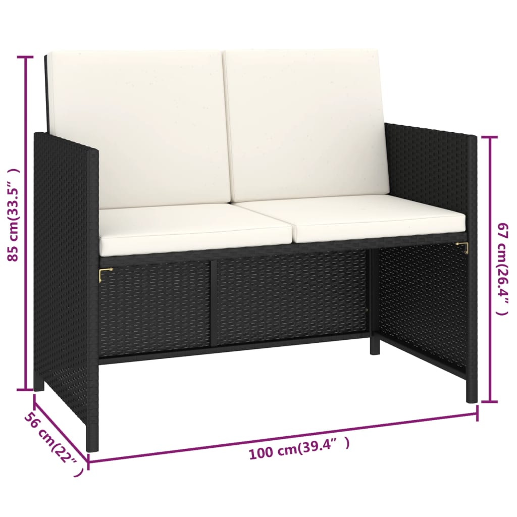 vidaXL 6-cz. zestaw mebli ogrodowych z poduszkami, rattan PE, czarny