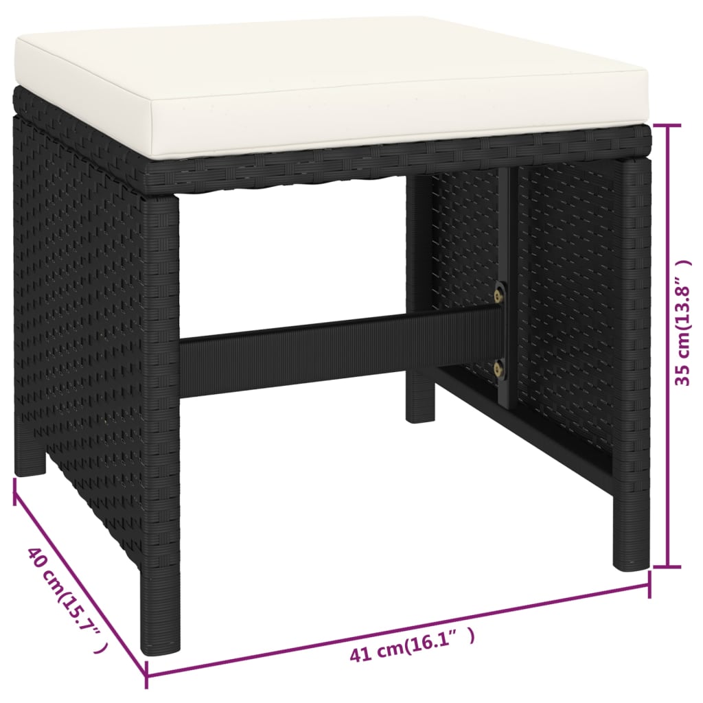 vidaXL 6-cz. zestaw mebli ogrodowych z poduszkami, rattan PE, czarny