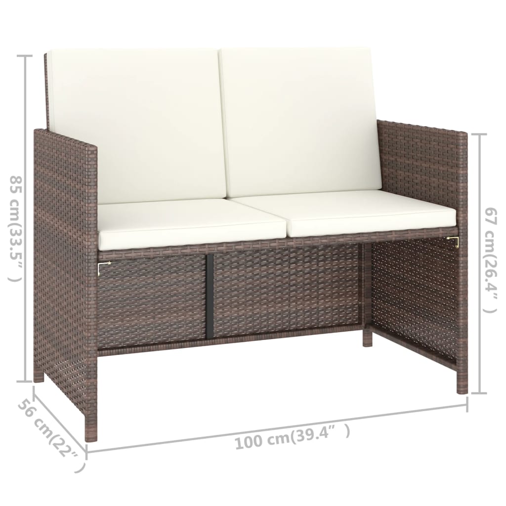 vidaXL 6-cz. zestaw mebli ogrodowych z poduszkami, rattan PE, brązowy