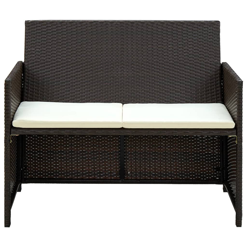 vidaXL 4-cz. zestaw wypoczynkowy do ogrodu, poduszki, rattan PE, brąz