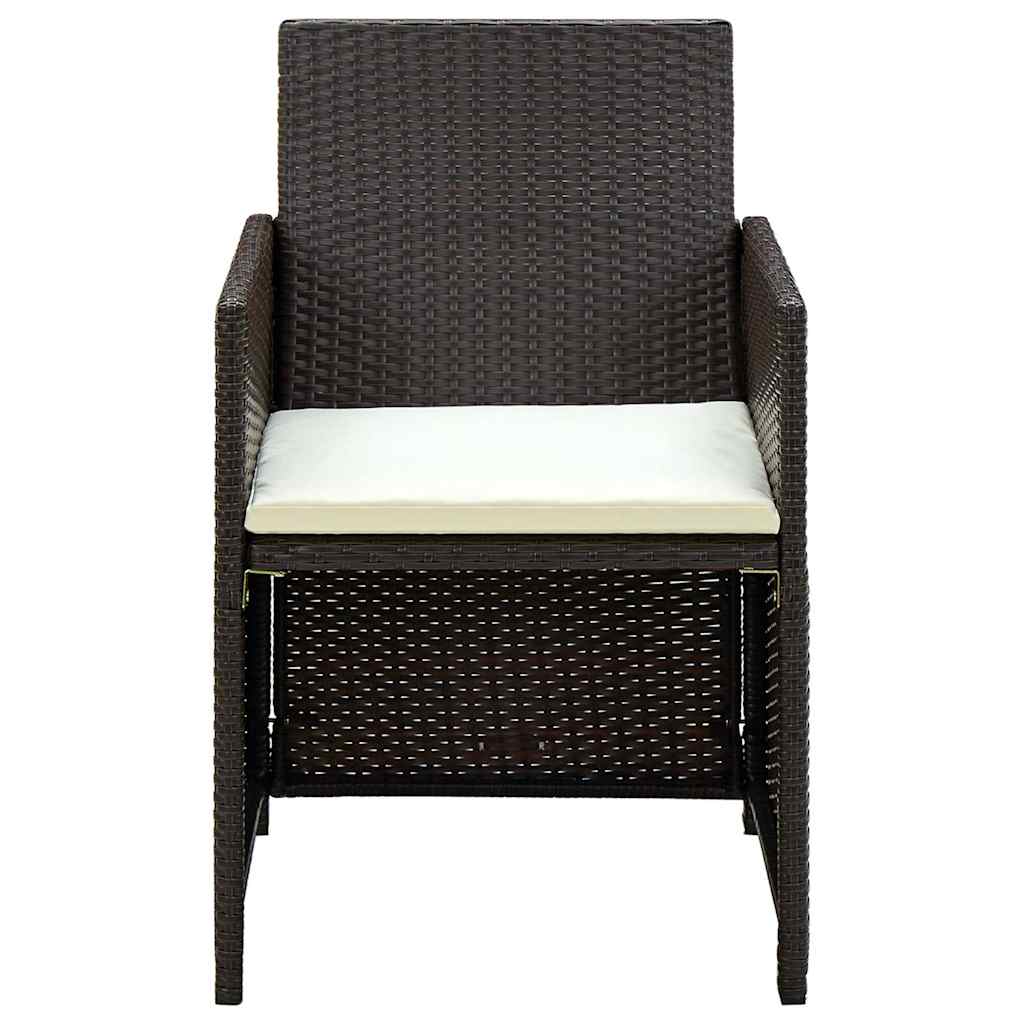 vidaXL 4-cz. zestaw wypoczynkowy do ogrodu, poduszki, rattan PE, brąz
