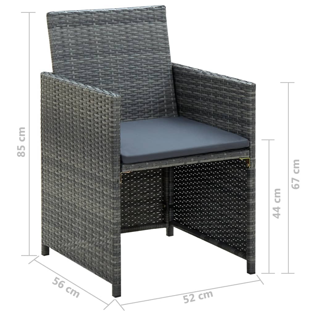 vidaXL 4-cz. zestaw wypoczynkowy do ogrodu, poduszki, rattan PE, szary