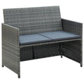 vidaXL 2-osobowa sofa ogrodowa z poduszkami, polirattan, szara