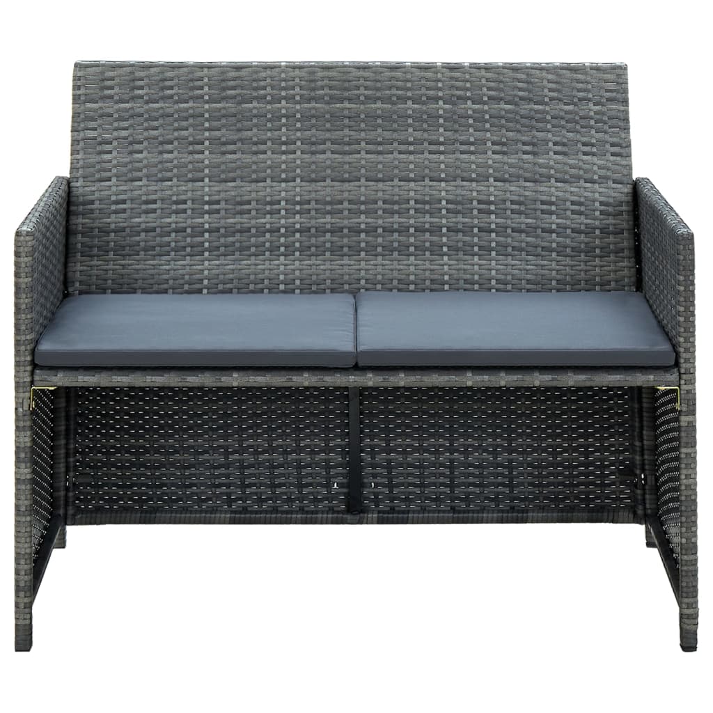 vidaXL 2-osobowa sofa ogrodowa z poduszkami, polirattan, szara