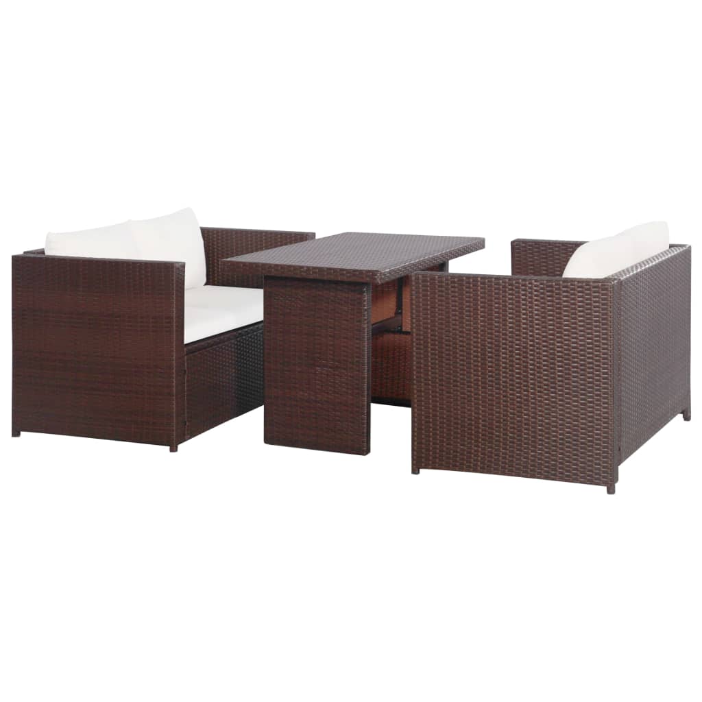 vidaXL 3-cz. zestaw mebli bistro z poduszkami, rattan PE, brązowy