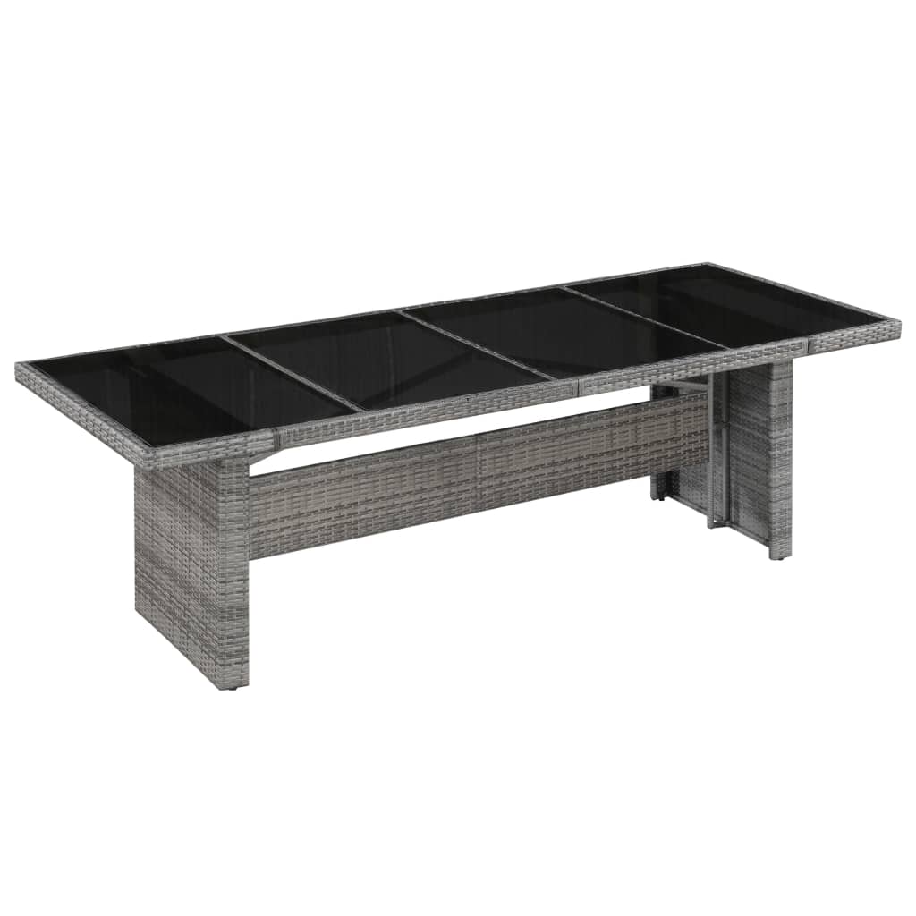 vidaXL Stół ogrodowy, 240x90x74 cm, rattan PE i szkło