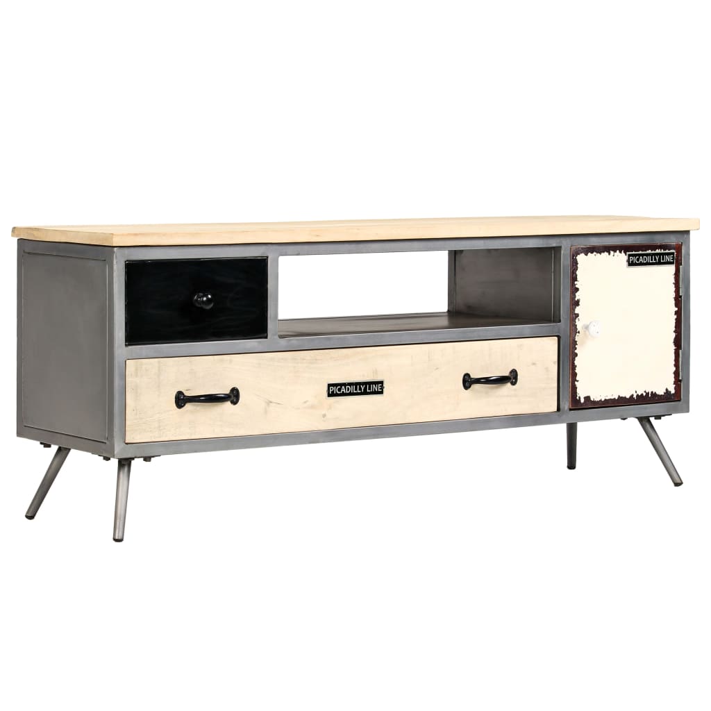 vidaXL Szafka pod telewizor, lite drewno mango i stal, 120x30x45 cm