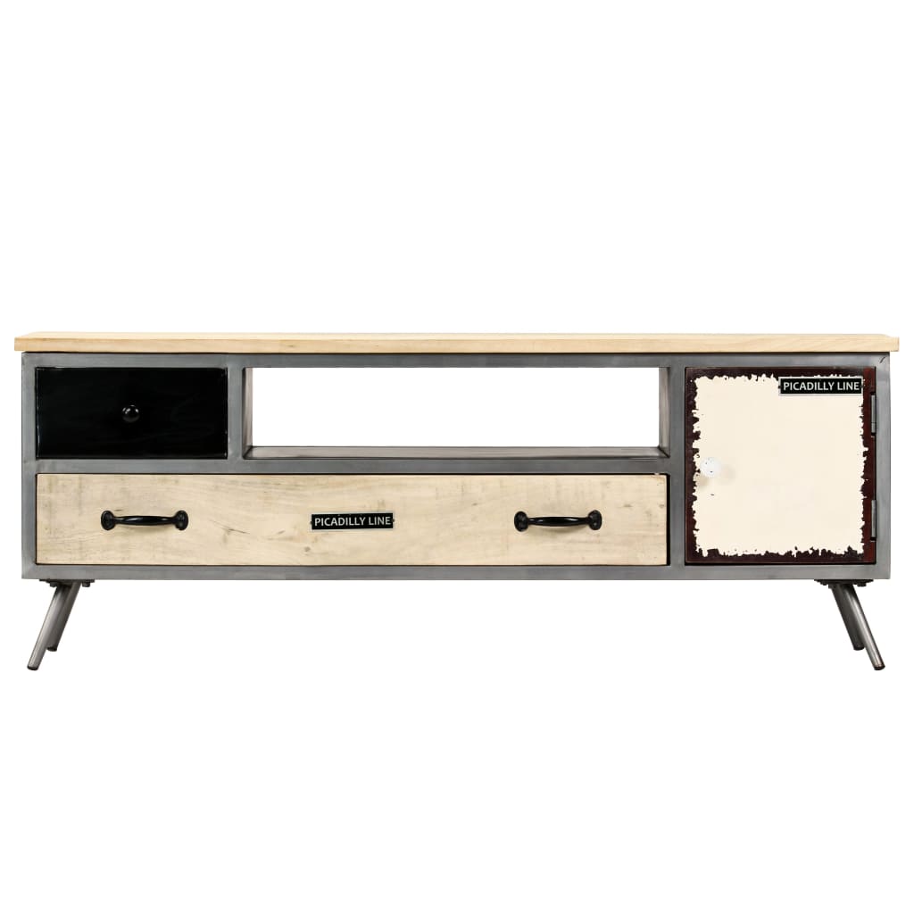 vidaXL Szafka pod telewizor, lite drewno mango i stal, 120x30x45 cm