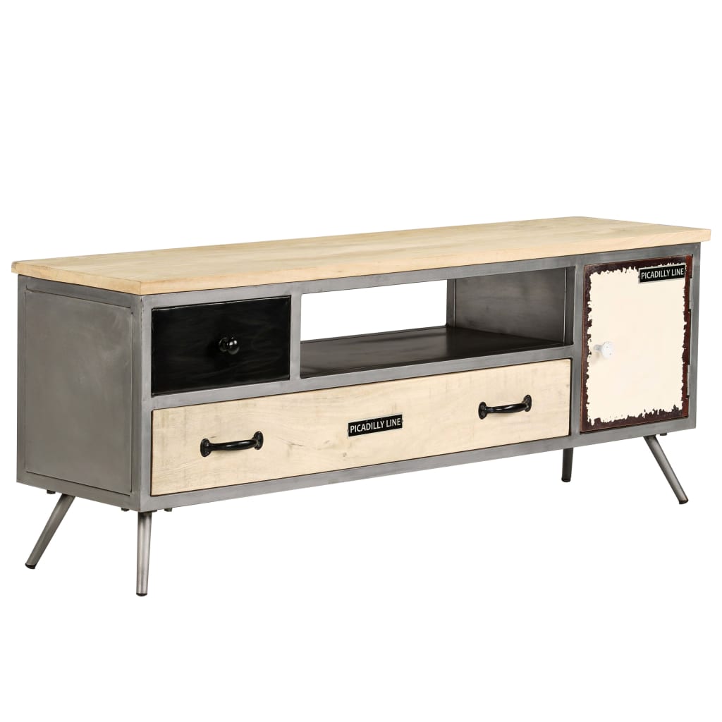 vidaXL Szafka pod telewizor, lite drewno mango i stal, 120x30x45 cm