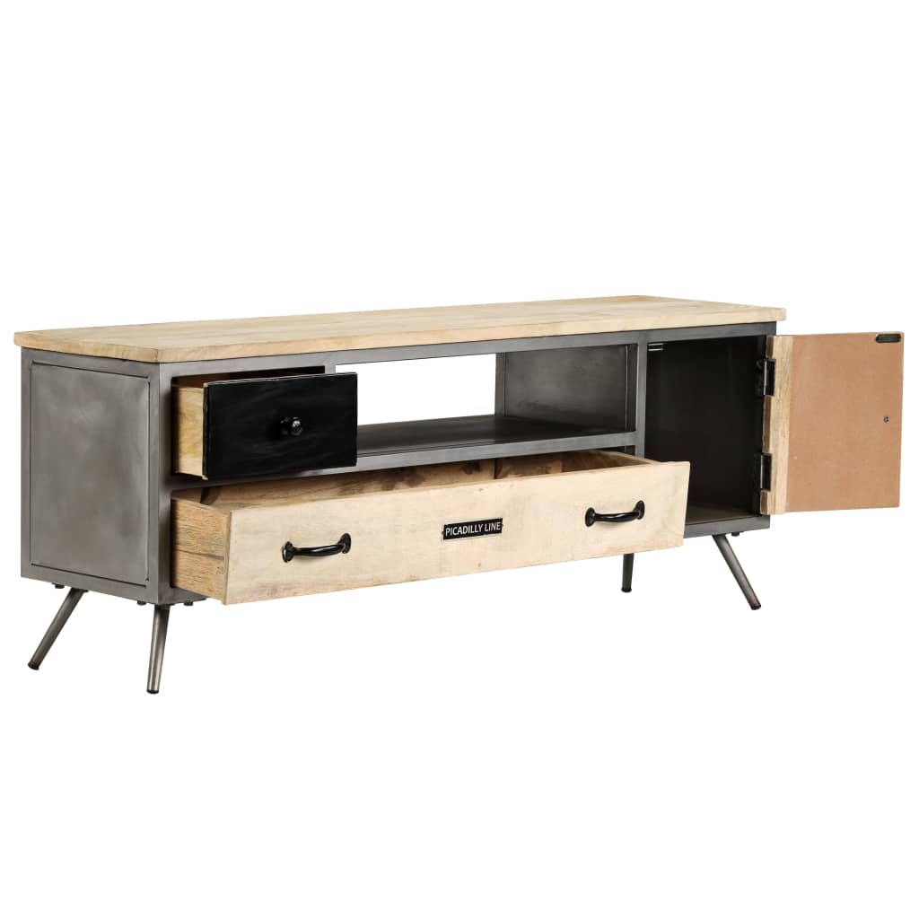 vidaXL Szafka pod telewizor, lite drewno mango i stal, 120x30x45 cm