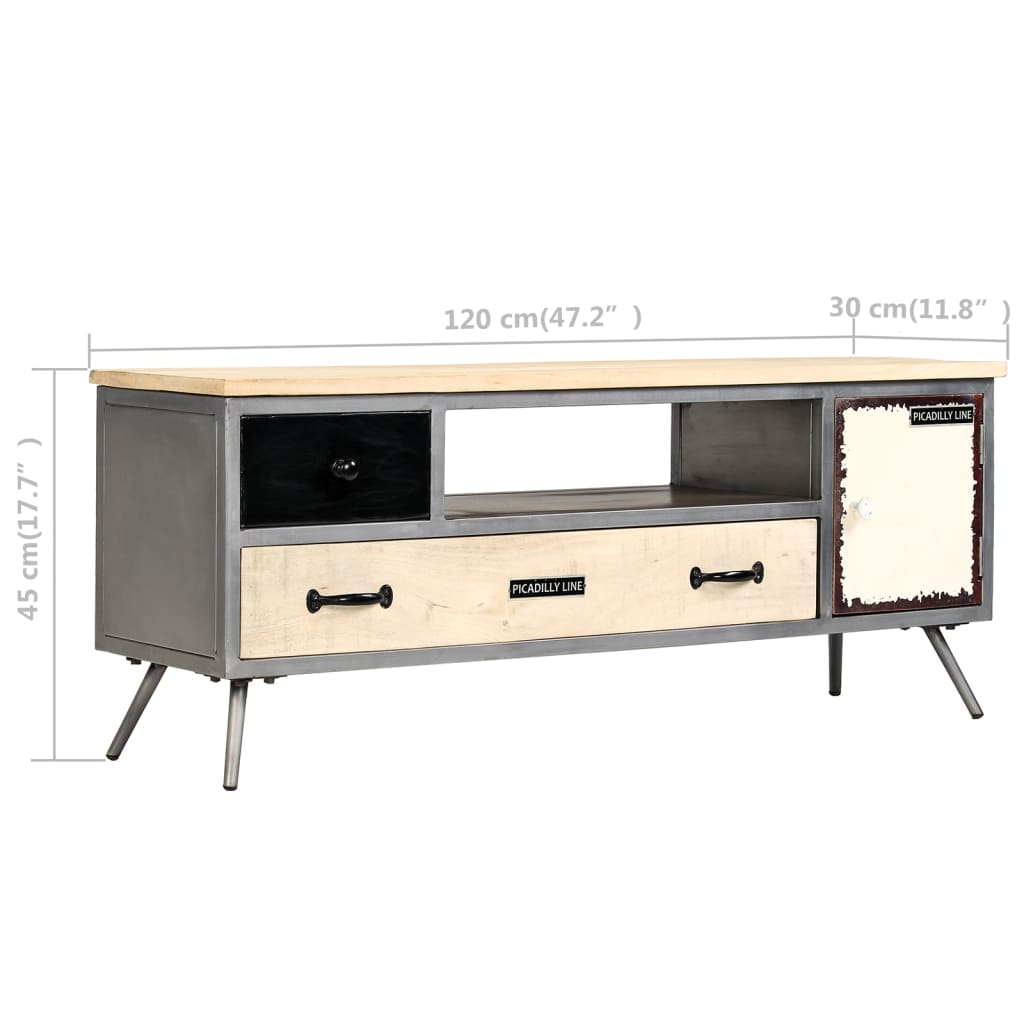 vidaXL Szafka pod telewizor, lite drewno mango i stal, 120x30x45 cm